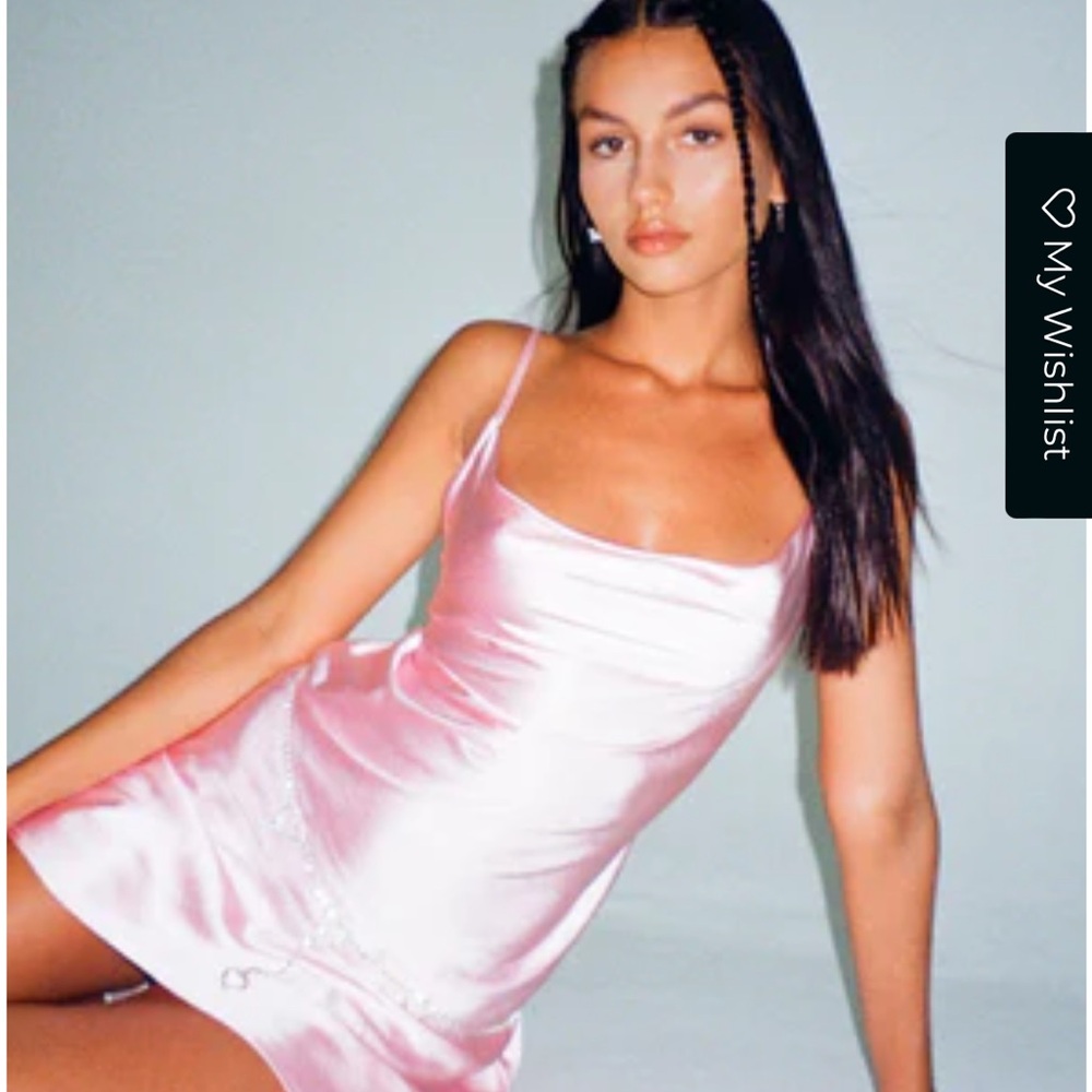 Super cute pink silky cowl neck dress only worn once